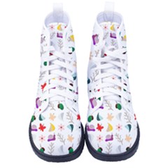 Snail Butterfly Pattern Seamless Men s High-top Canvas Sneakers by Bedest