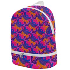 Purple Blue Abstract Pattern Zip Bottom Backpack by Bedest