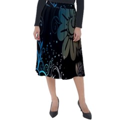 Flower Abstract Desenho Classic Velour Midi Skirt  by Bedest