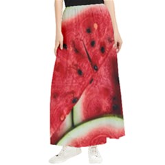 Watermelon Fruit Green Red Maxi Chiffon Skirt by Bedest