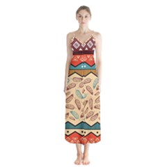 Ethnic-tribal-pattern-background Button Up Chiffon Maxi Dress by Apen