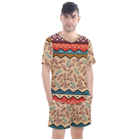 Ethnic-tribal-pattern-background Men s Mesh T-shirt And Shorts Set by Apen