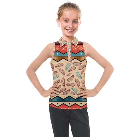 Ethnic-tribal-pattern-background Kids  Sleeveless Polo T-shirt by Apen