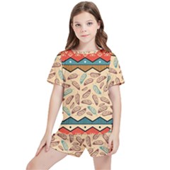 Ethnic-tribal-pattern-background Kids  T-shirt And Sports Shorts Set by Apen