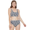 Soft Pattern Repeat Monochrome Frilly Bikini Set View1