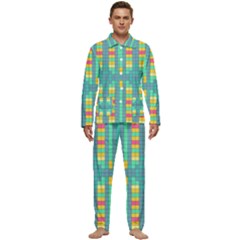 Checkerboard Squares Abstract Art Men s Long Sleeve Velvet Pocket Pajamas Set by Ravend