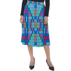 Checkerboard Square Abstract Classic Velour Midi Skirt  by Ravend