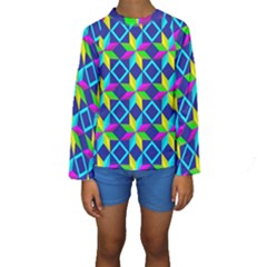 Pattern Star Abstract Background Kids  Long Sleeve Swimwear by Ravend