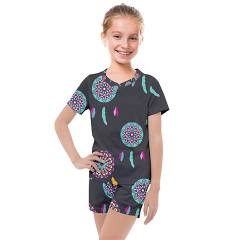 Dreamcatcher Seamless American Kids  Mesh T-shirt And Shorts Set by Ravend