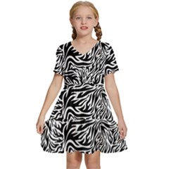 Flames Fire Pattern Digital Art Kids  Short Sleeve Tiered Mini Dress by Ravend