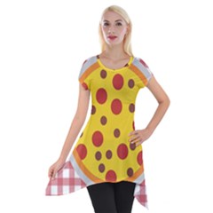 Pizza Table Pepperoni Sausage Short Sleeve Side Drop Tunic by Ravend