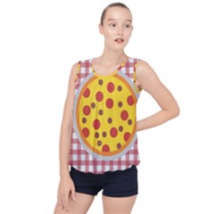 Pizza Table Pepperoni Sausage Bubble Hem Chiffon Tank Top by Ravend