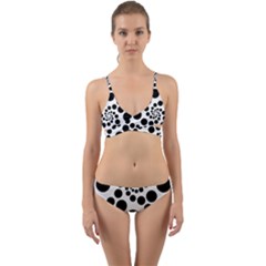 Dot Dots Round Black And White Wrap Around Bikini Set by Ravend