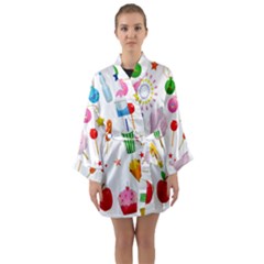 Summer Fair Food Goldfish Long Sleeve Satin Kimono by Ravend