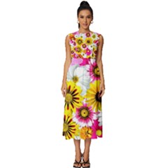 Flowers Blossom Bloom Nature Plant Sleeveless Round Neck Midi Dress by Amaryn4rt