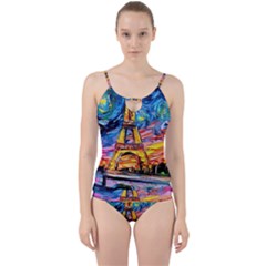 Eiffel Tower Starry Night Print Van Gogh Cut Out Top Tankini Set by Modalart