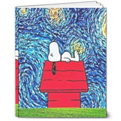 Cartoon Dog Starry Night Van Gogh Parody 8  X 10  Hardcover Notebook by Modalart