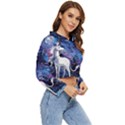 Unicorn Starry Night Print Van Gogh Women s Lightweight Cropped Hoodie View3