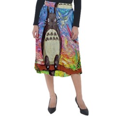 Totoro Starry Night Art Van Gogh Parody Classic Velour Midi Skirt  by Modalart