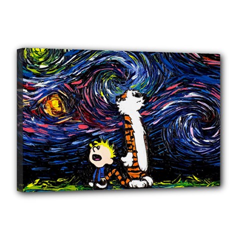 Cartoon Art Starry Night Van Gogh Canvas 18  X 12  (stretched) by Modalart