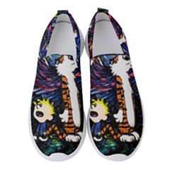 Cartoon Art Starry Night Van Gogh Women s Slip On Sneakers by Modalart