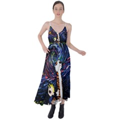 Cartoon Art Starry Night Van Gogh Tie Back Maxi Dress by Modalart