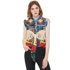 Cartoon Starry Night Vincent Van Gogh Frill Detail Shirt by Modalart