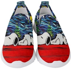 Dog House Vincent Van Gogh s Starry Night Parody Kids  Slip On Sneakers by Modalart