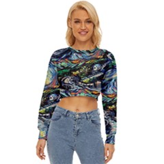 The Great Wall Nature Painting Starry Night Van Gogh Lightweight Long Sleeve Sweatshirt by Modalart