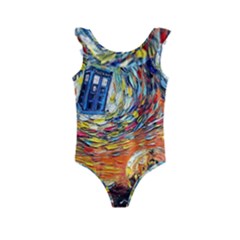 Tardis Starry Night Doctor Who Van Gogh Parody Kids  Frill Swimsuit by Modalart