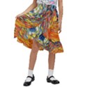 Tardis Starry Night Doctor Who Van Gogh Parody Kids  Ruffle Flared Wrap Midi Skirt View1