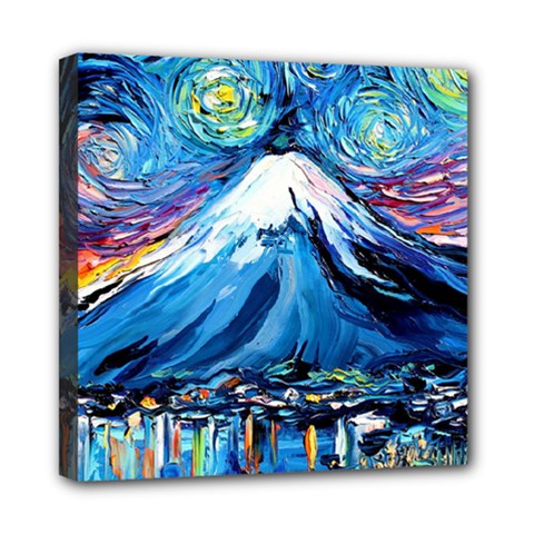 Mount Fuji Art Starry Night Van Gogh Mini Canvas 8  X 8  (stretched) by Modalart