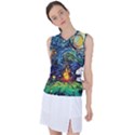 Dog Cartoon Starry Night Print Van Gogh Parody Women s Sleeveless Sports Top View1