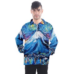 Mount Fuji Art Starry Night Van Gogh Men s Half Zip Pullover by Modalart