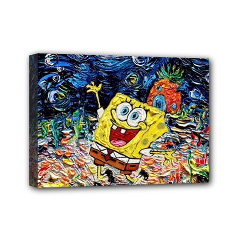 Art Cartoon Starry Night Van Gogh Mini Canvas 7  X 5  (stretched) by Modalart