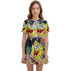 Art Cartoon Starry Night Van Gogh Kids  Sweet Collar Dress by Modalart