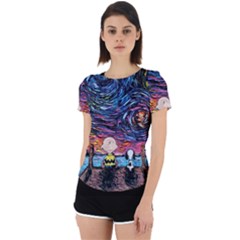 Cartoon Dog Vincent Van Gogh s Starry Night Parody Back Cut Out Sport T-shirt by Modalart