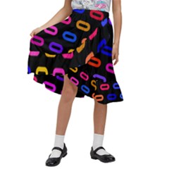 Pattern Background Structure Black Kids  Ruffle Flared Wrap Midi Skirt by Pakjumat