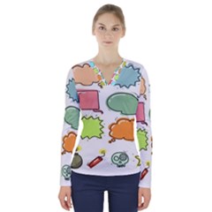 Set Collection Balloon Image V-neck Long Sleeve Top by Pakjumat