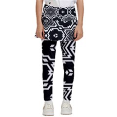 Black And White Pattern Background Structure Kids  Skirted Pants by Pakjumat