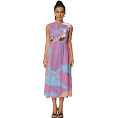 Pink Mountains Grand Canyon Psychedelic Mountain Sleeveless Round Neck Midi Dress by Modalart