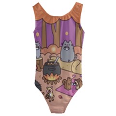 Pusheen Cute Fall The Cat Kids  Cut-out Back One Piece Swimsuit by Modalart