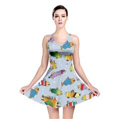 Fish Ocean Sea Water Diving Blue Reversible Skater Dress by Modalart