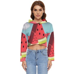 Watermelon Fruit Women s Lightweight Cropped Hoodie by Modalart