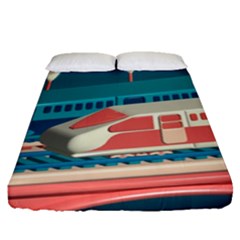 Bridge Transportation Train Toys Fitted Sheet (queen Size) by Modalart