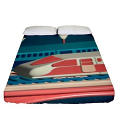 Bridge Transportation Train Toys Fitted Sheet (king Size) by Modalart