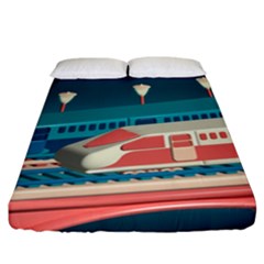 Bridge Transportation Train Toys Fitted Sheet (california King Size) by Modalart