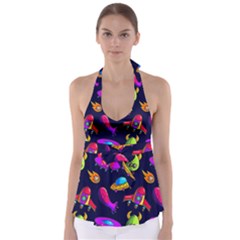 Space Pattern Tie Back Tankini Top by Bedest