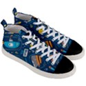 Seamless Pattern Vector Submarine With Sea Animals Cartoon Men s Mid-Top Canvas Sneakers View3