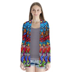 Graffiti Characters Seamless Pattern Drape Collar Cardigan by Bedest